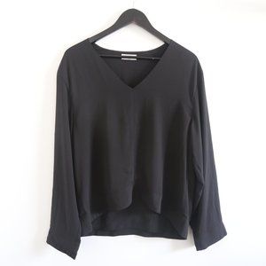 BABATON Burnham V-neck Black Long Sleeve Blouse